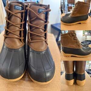 Sperry Kids Port Duck Boots Tan/Brown Waterproof Rain Boots Size 4M